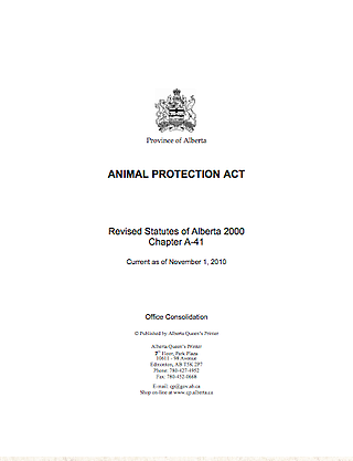 Laws and Regulations - Alberta Farm Animal Care Association
